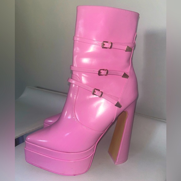 Pink EGO brand platform pointed toe boots - Picture 7 of 8